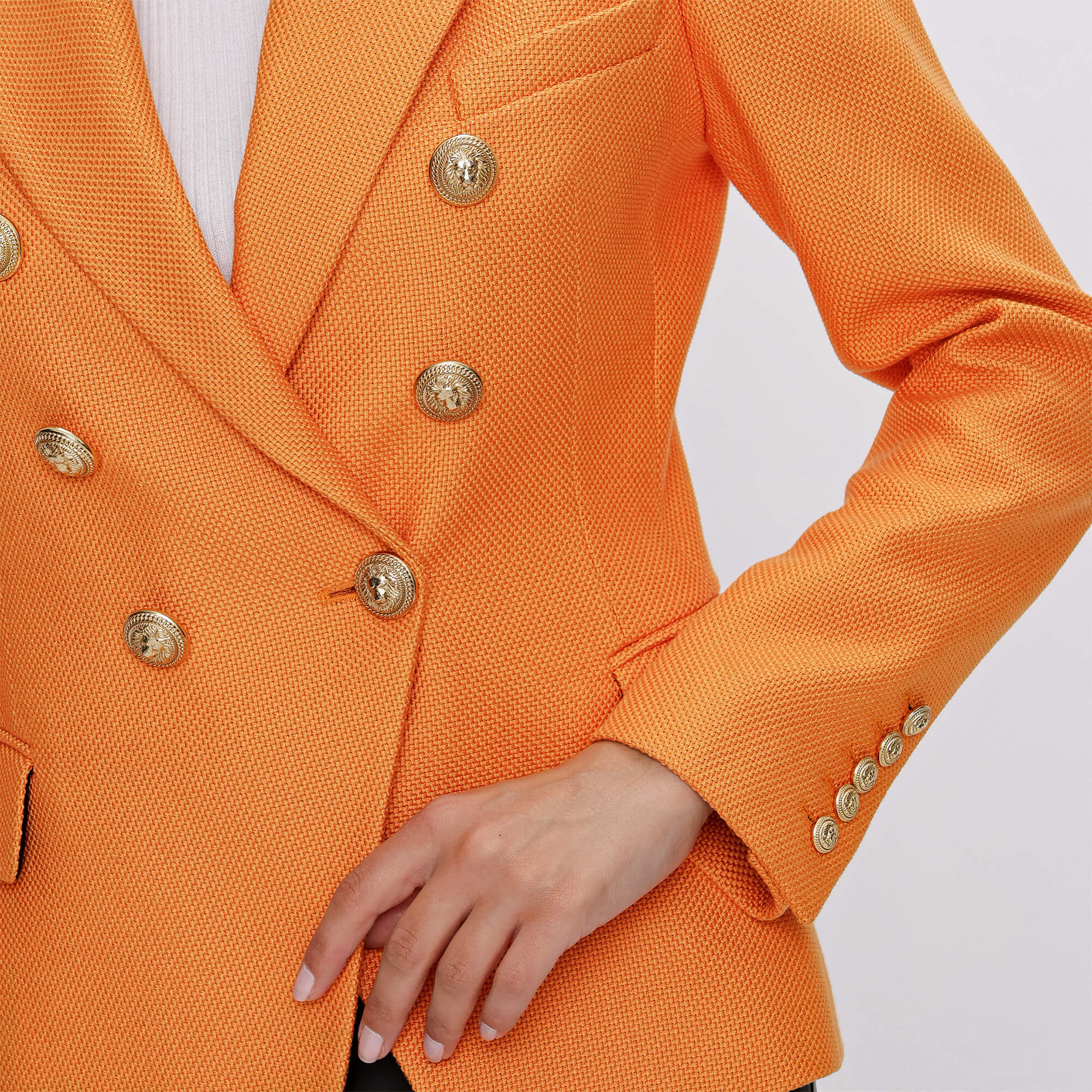 Balmain - Orange Gold Button Blazer Jacket